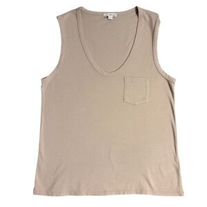 Standard James Perse | Beige Cotton Pocket Tank Top - Style WLJH3115CU | 1